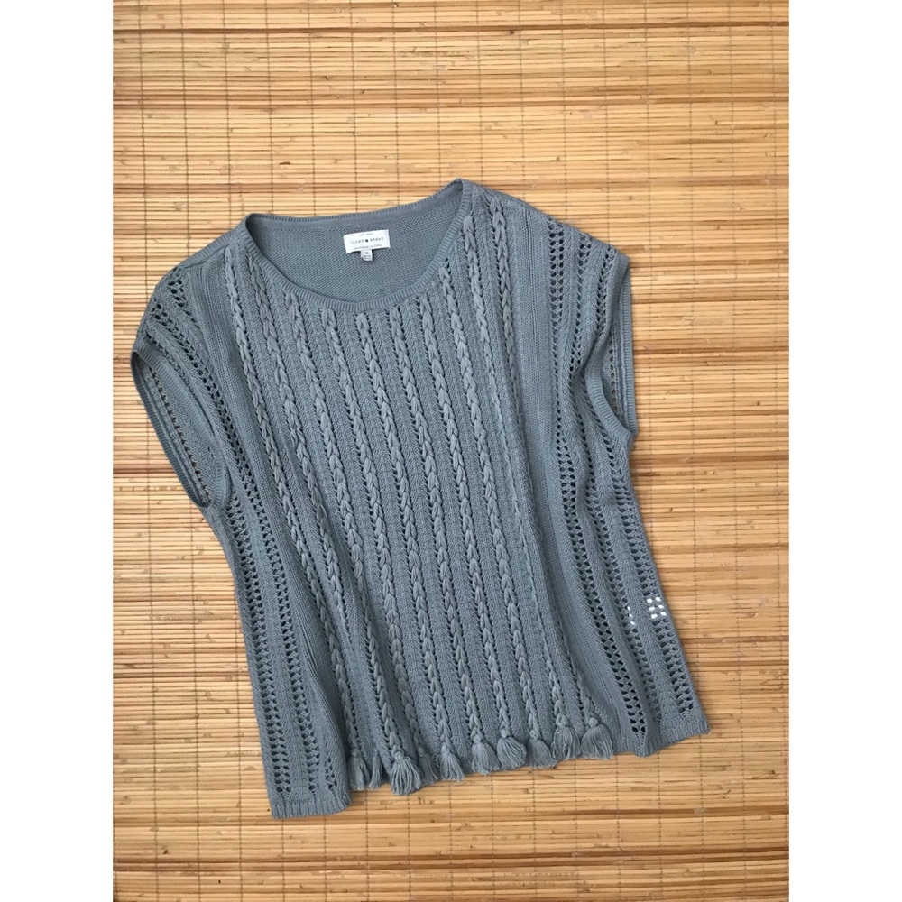 ☘️ Lucky // Dusty Blue Box Sweater // Braid Woven